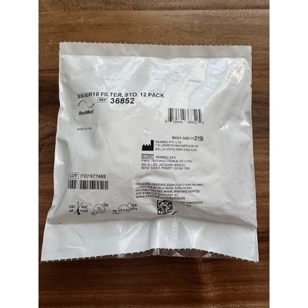 ResMed S9/Air10 Filter STD 12 Pack #36852 OEM- New Factory Sealed